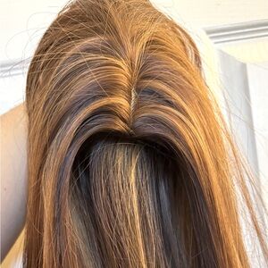 Long brown with Carmel highlights wig